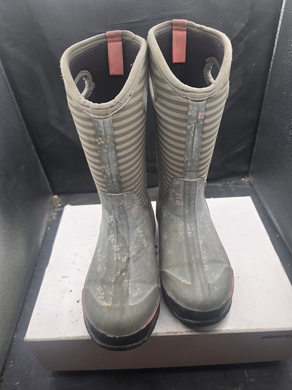 Bogs Kids Green Striped Rain & Snow Boots